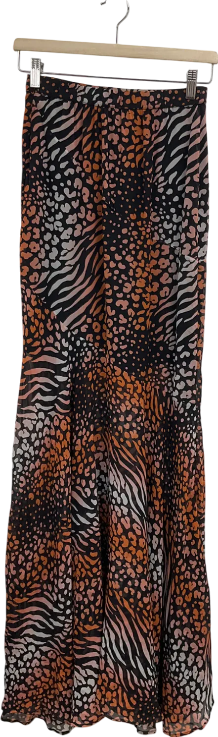 Black Chiffon Animal Print Super Maxi Skirt UK XS/S