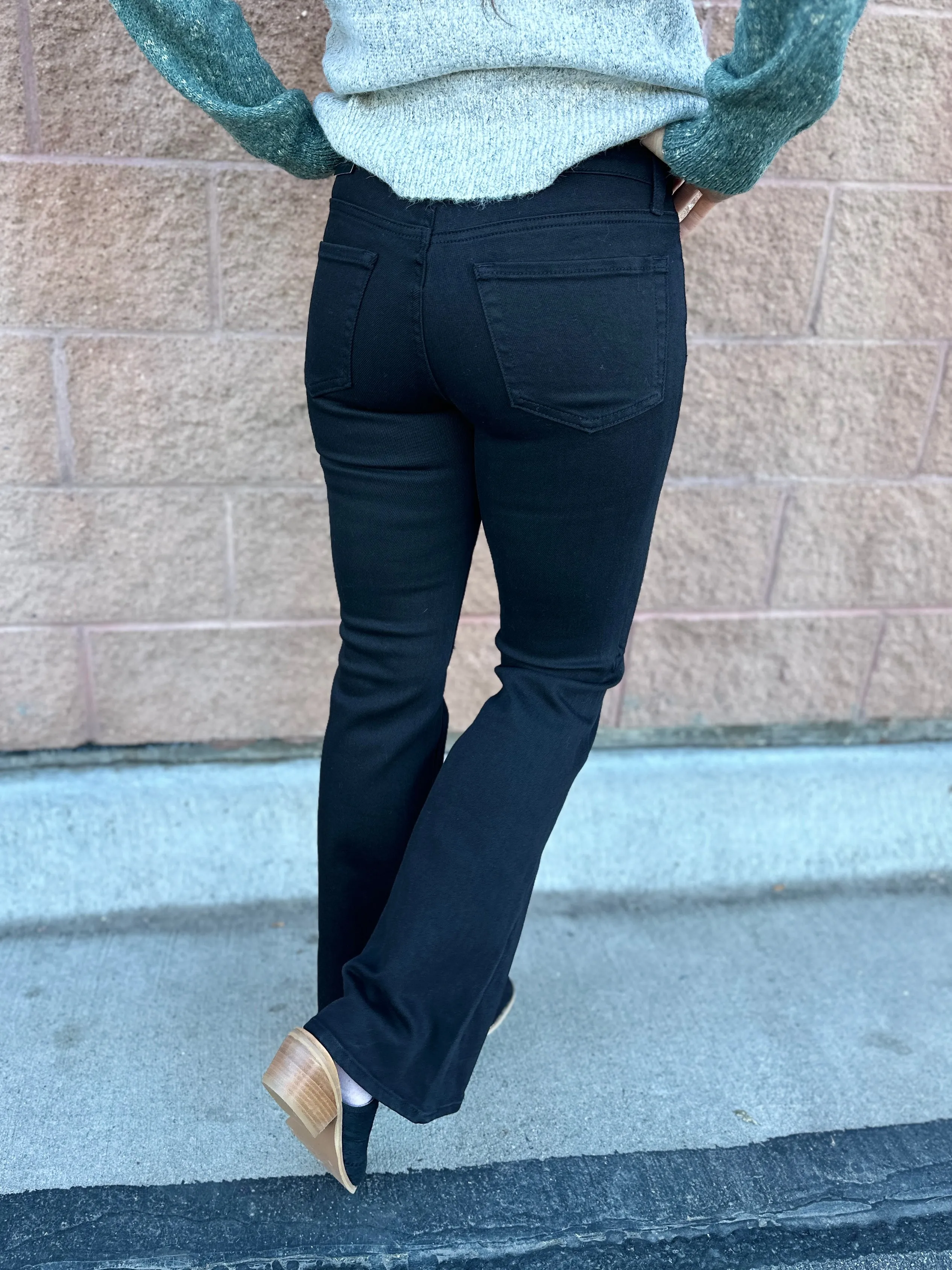 Black Low Rise Flare