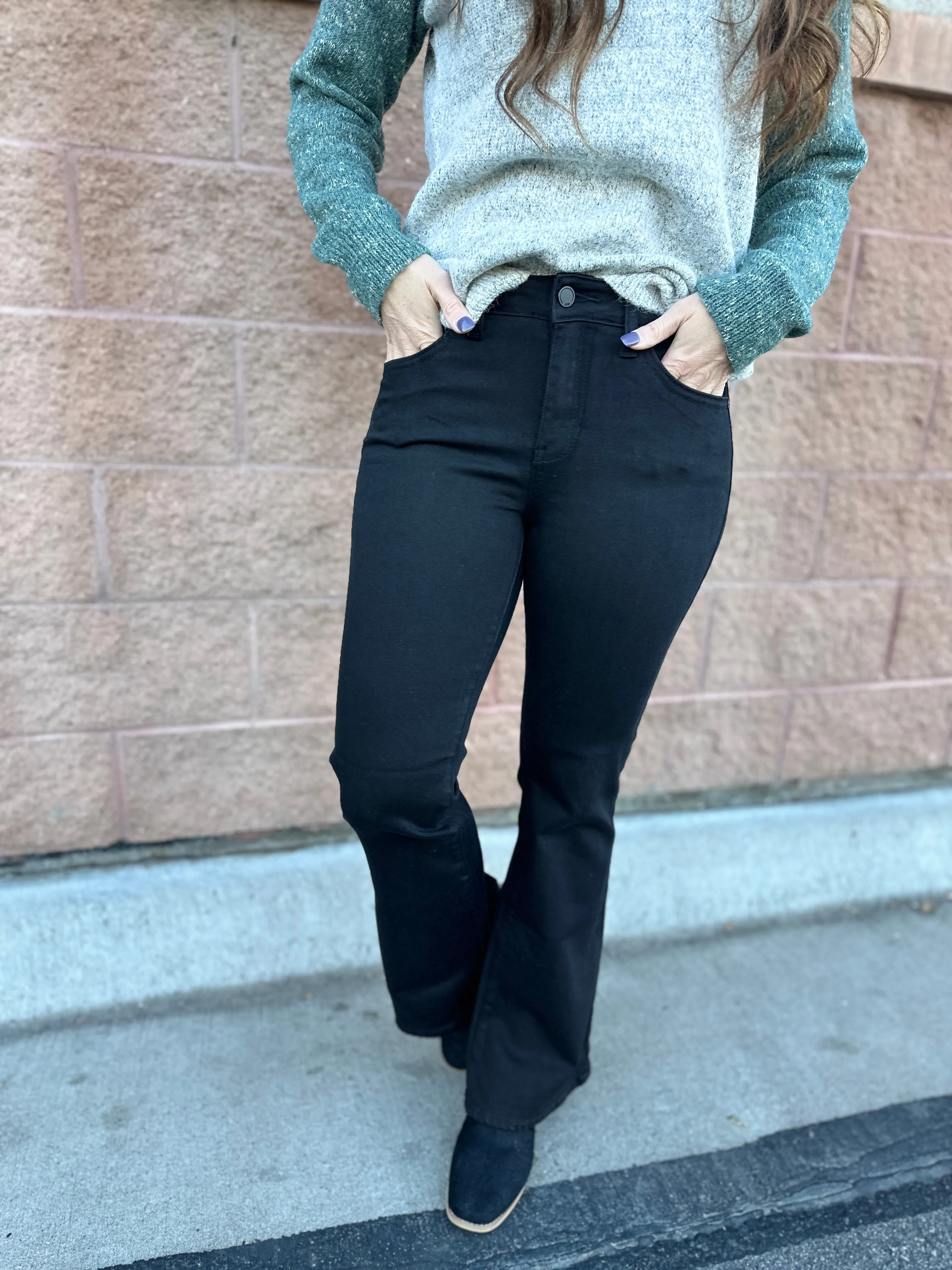 Black Low Rise Flare