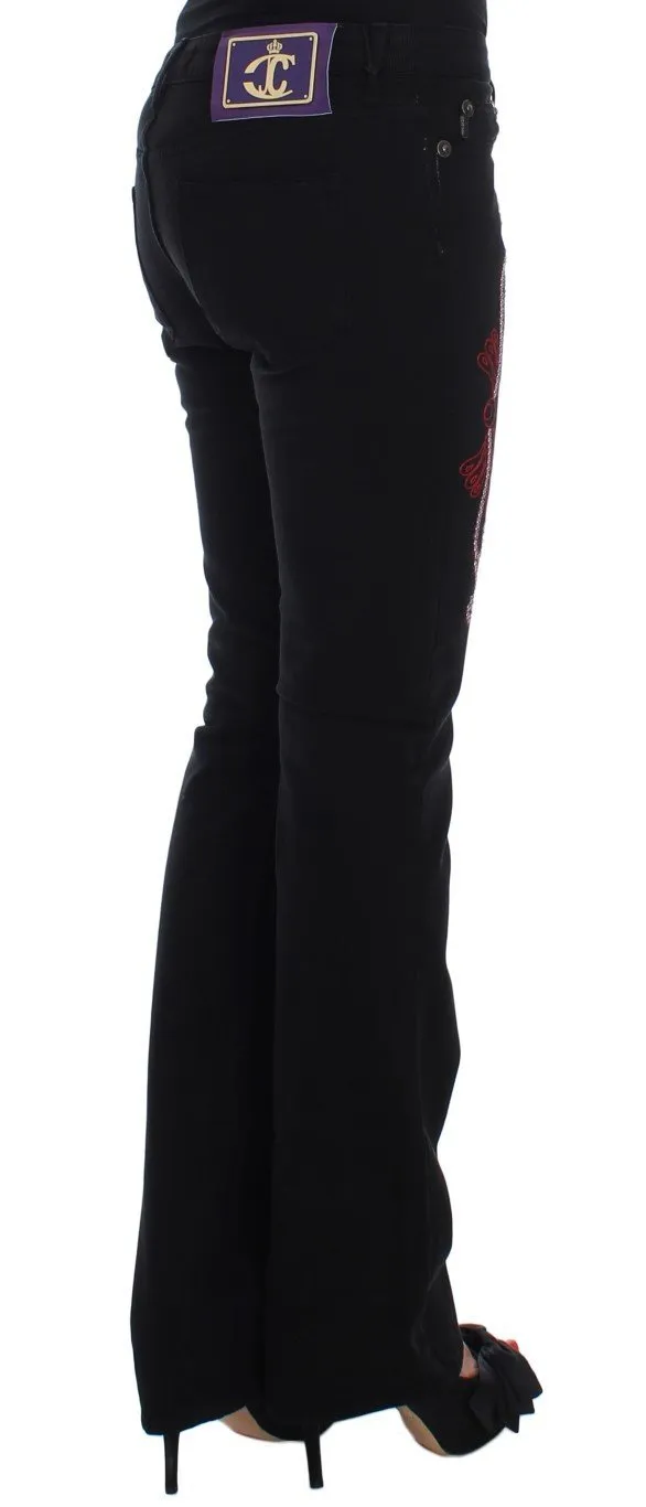 Black Studded Slim Fit Boot Cut Jeans