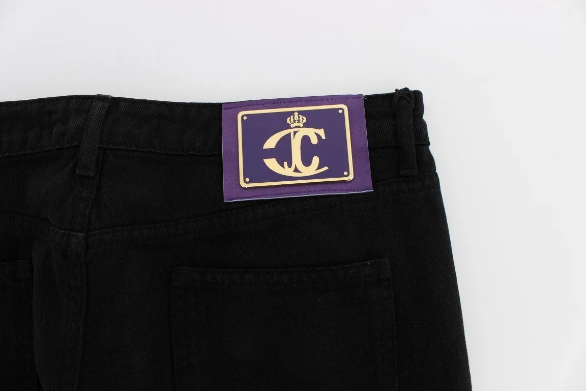 Black Studded Slim Fit Boot Cut Jeans
