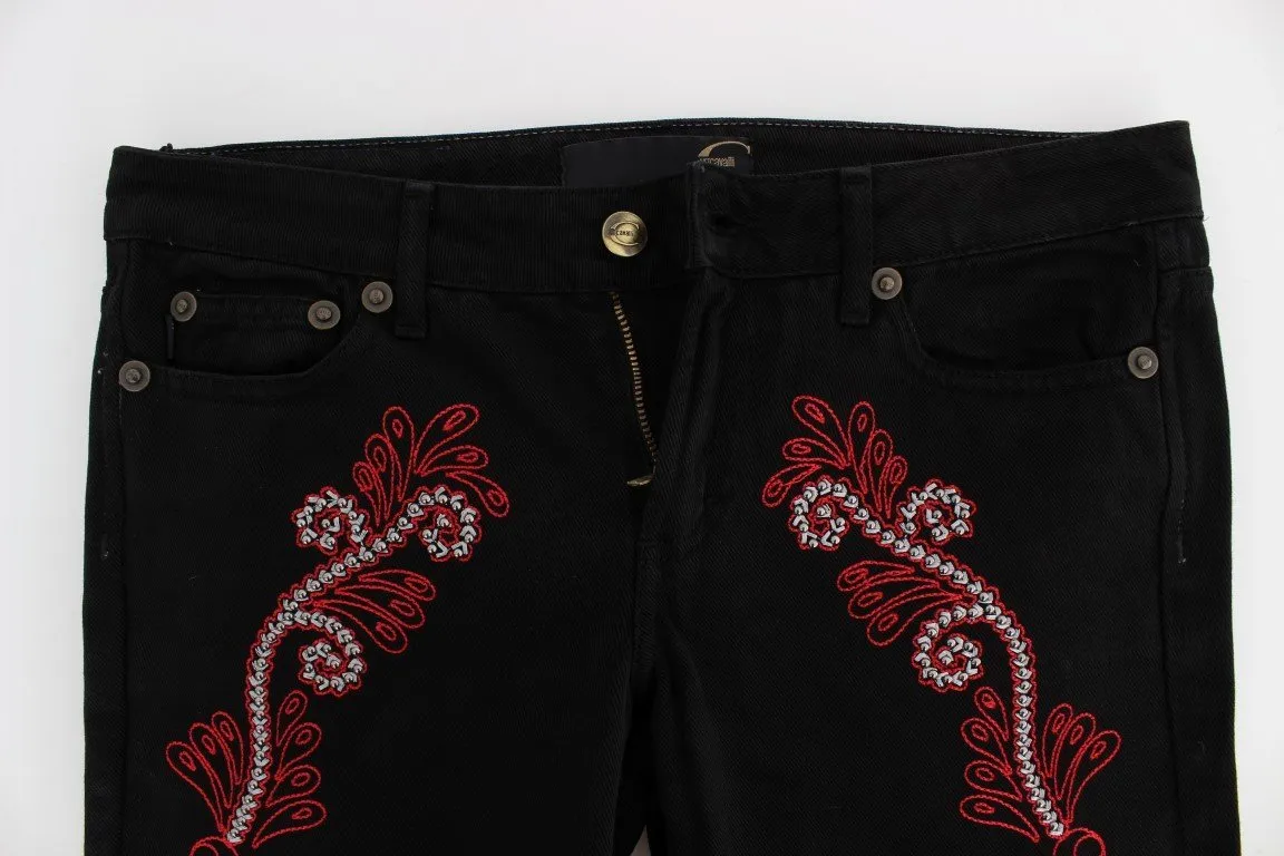 Black Studded Slim Fit Boot Cut Jeans