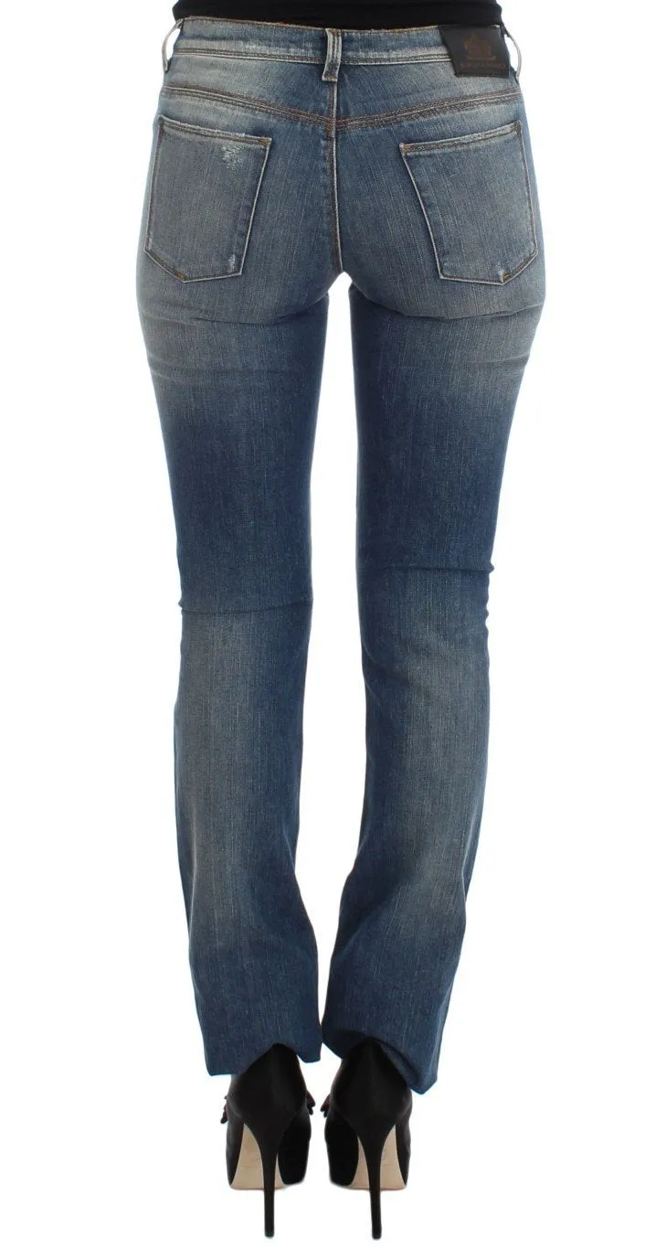 Blue Cotton Blend Slim Fit Jeans