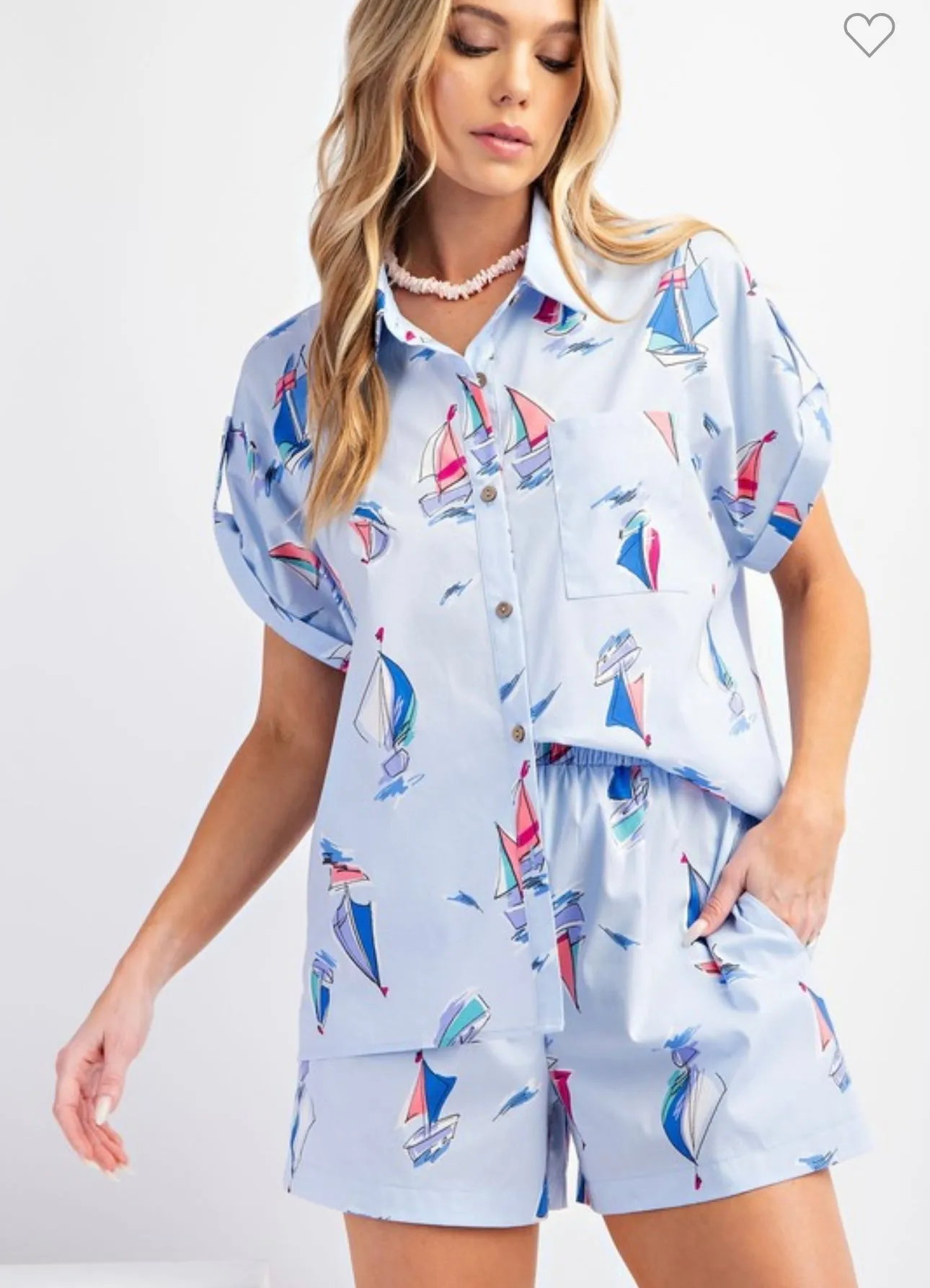 Blue Sailboat Button Down