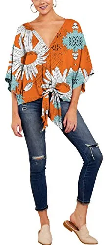 Boho Knot Front Floral Top