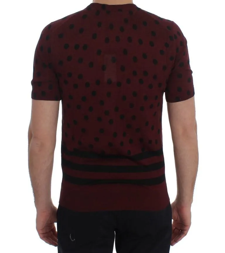 Bordeaux Black Polka Dotted Silk T-shirt