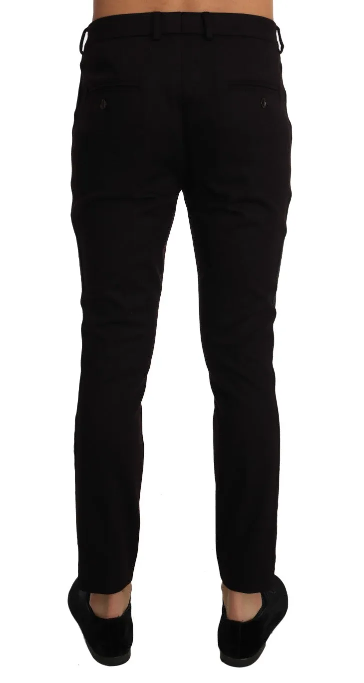 Bordeaux Wool Striped Dress Trousers Pants