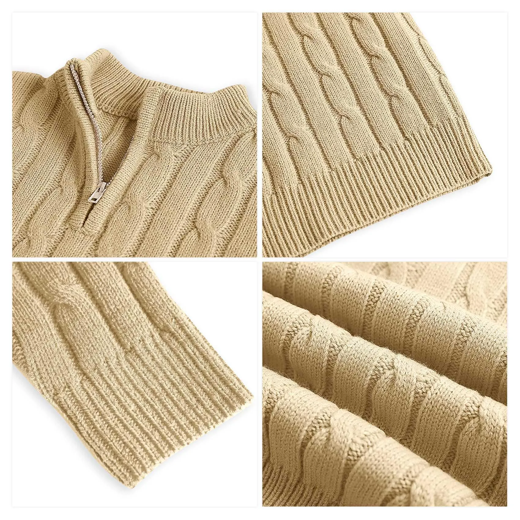 Boy's Twisted Cable Knit 1/4 Zip Sweater