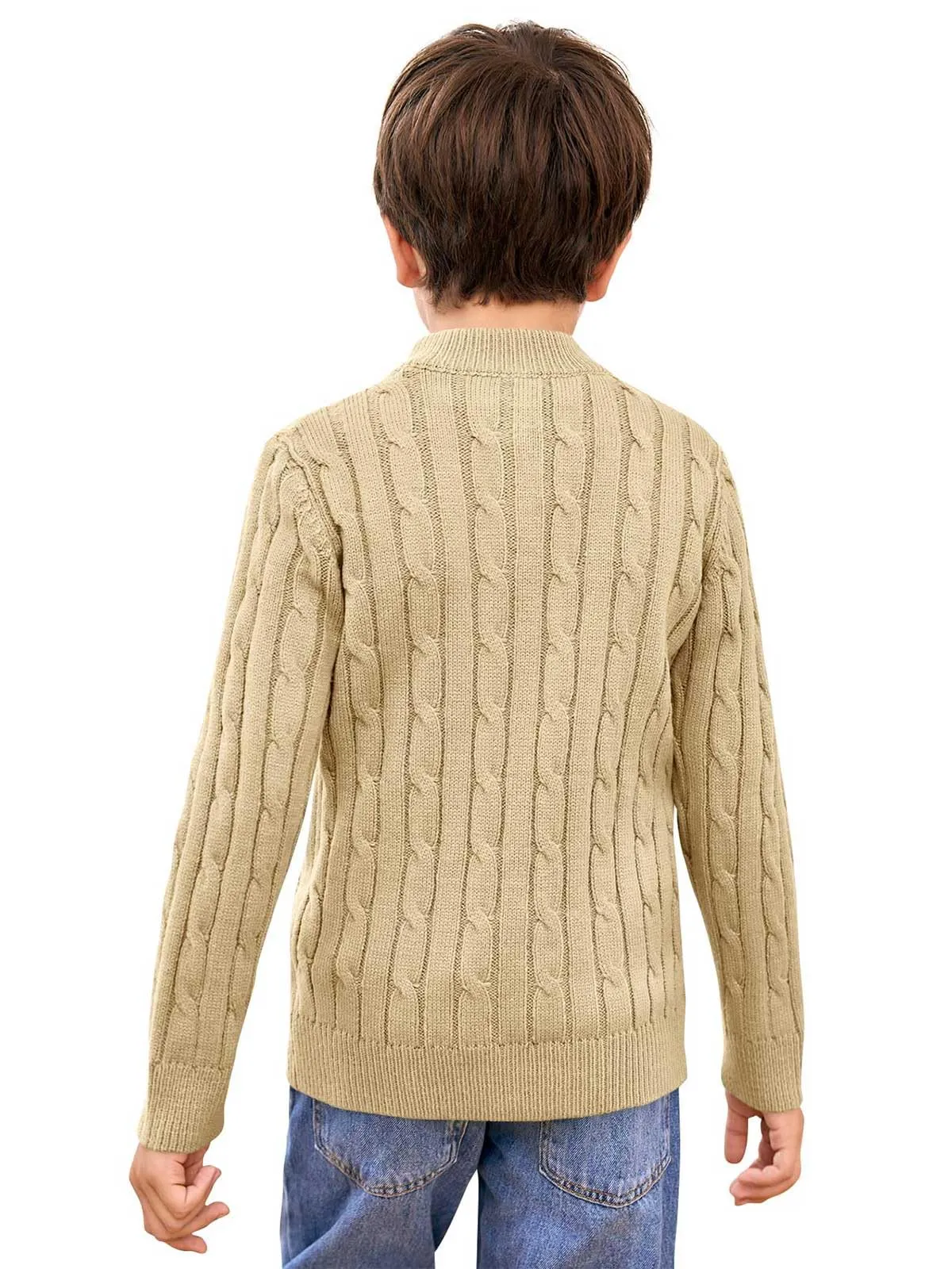Boy's Twisted Cable Knit 1/4 Zip Sweater