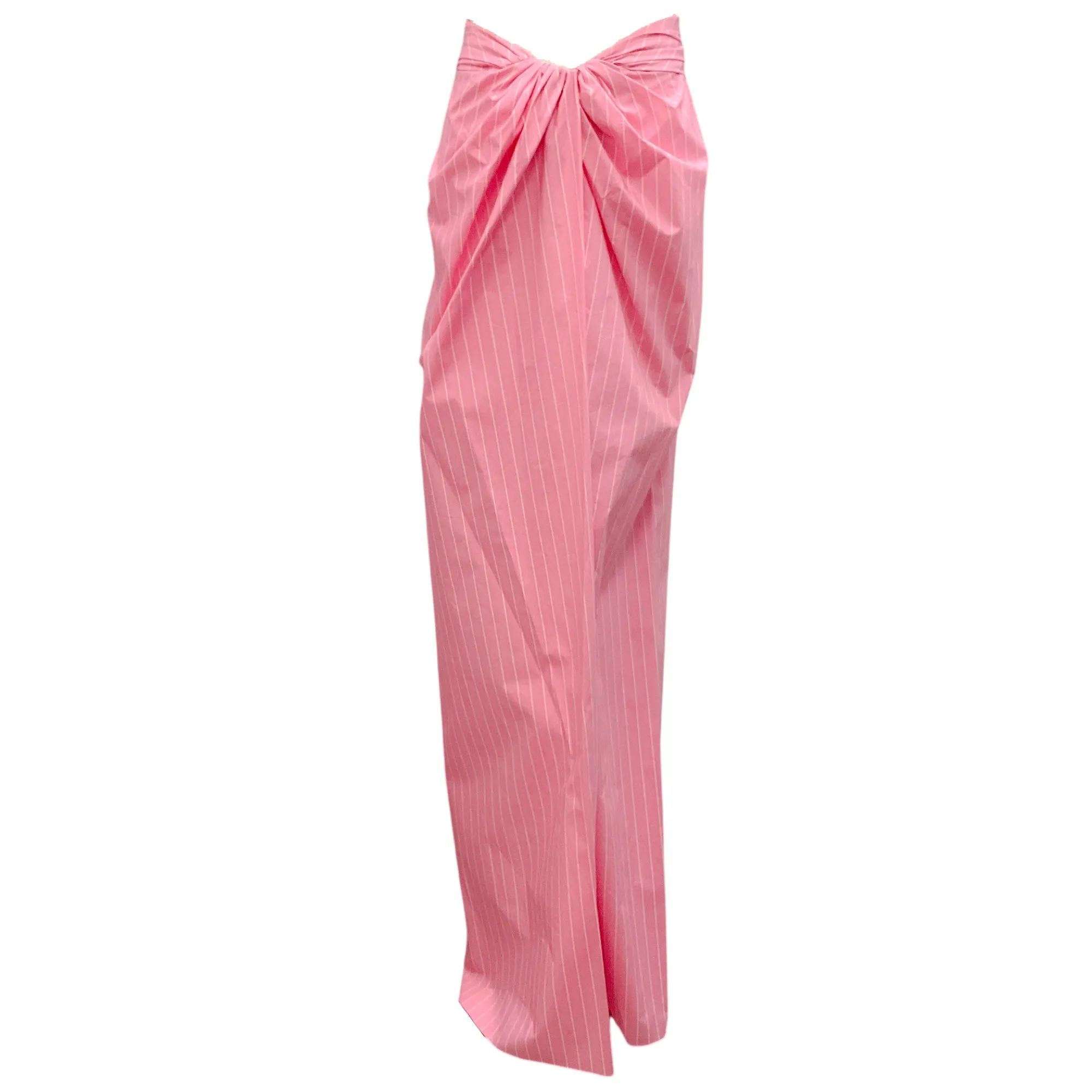 Brandon Maxwell Pink / White Striped Cotton Maxi Skirt