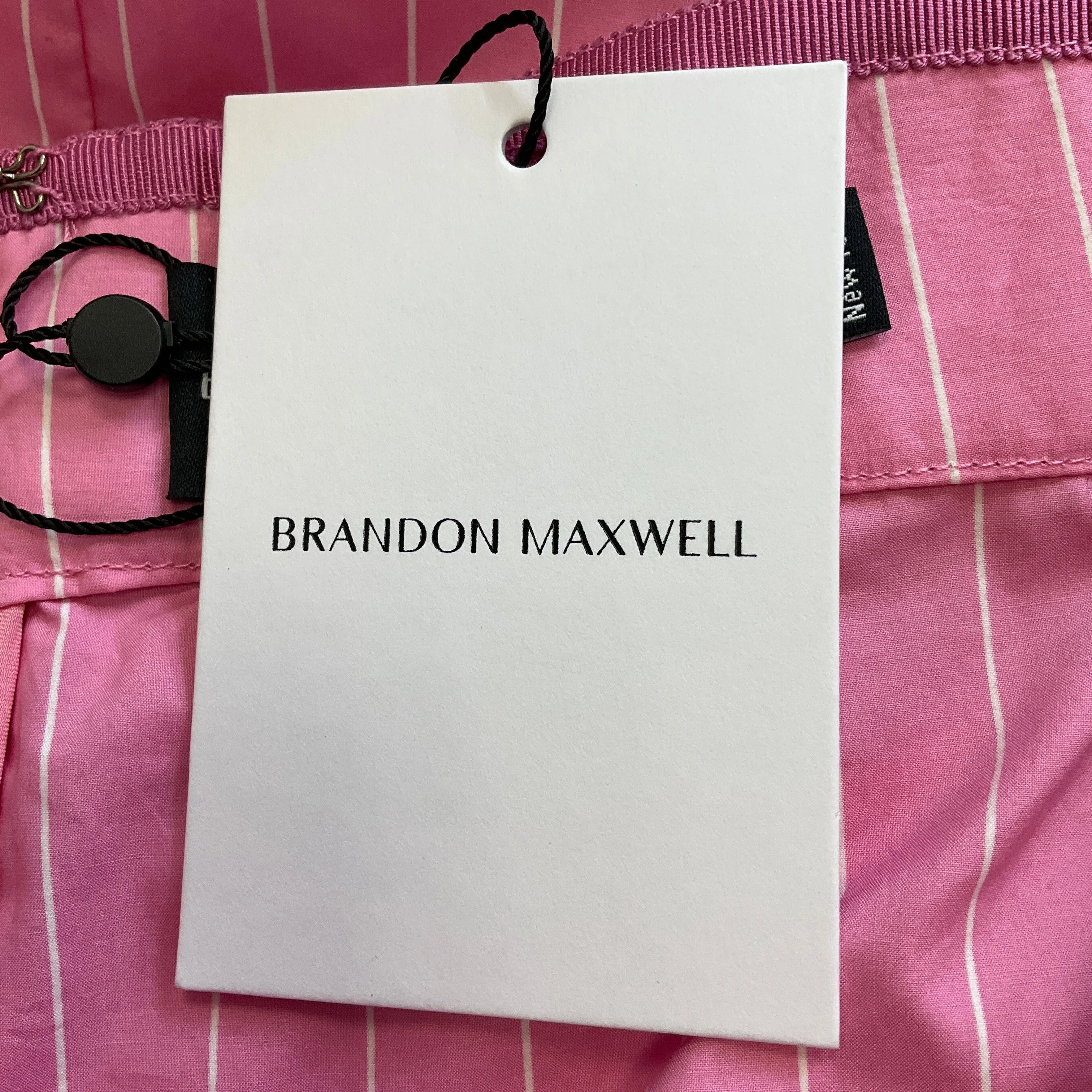 Brandon Maxwell Pink / White Striped Cotton Maxi Skirt