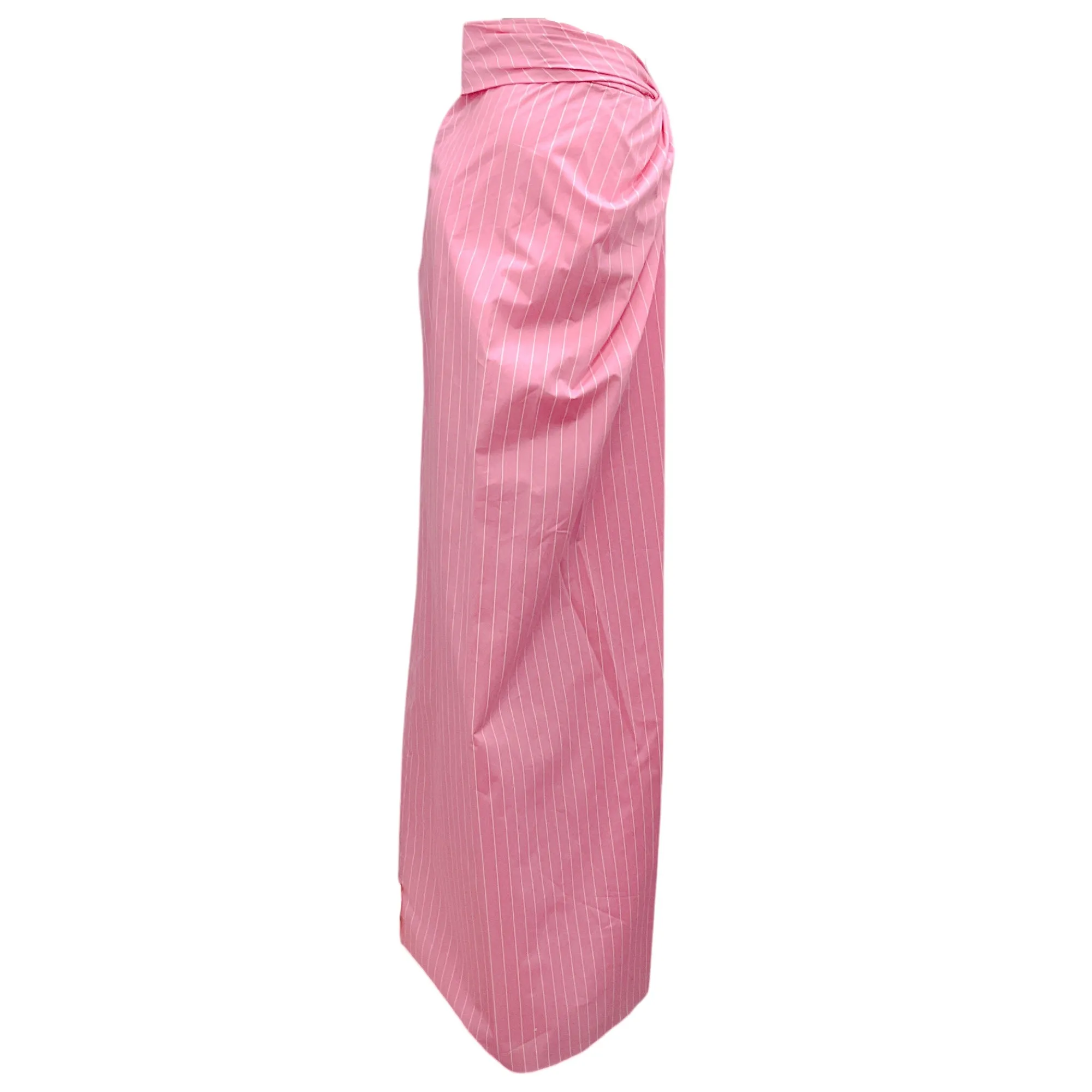 Brandon Maxwell Pink / White Striped Cotton Maxi Skirt