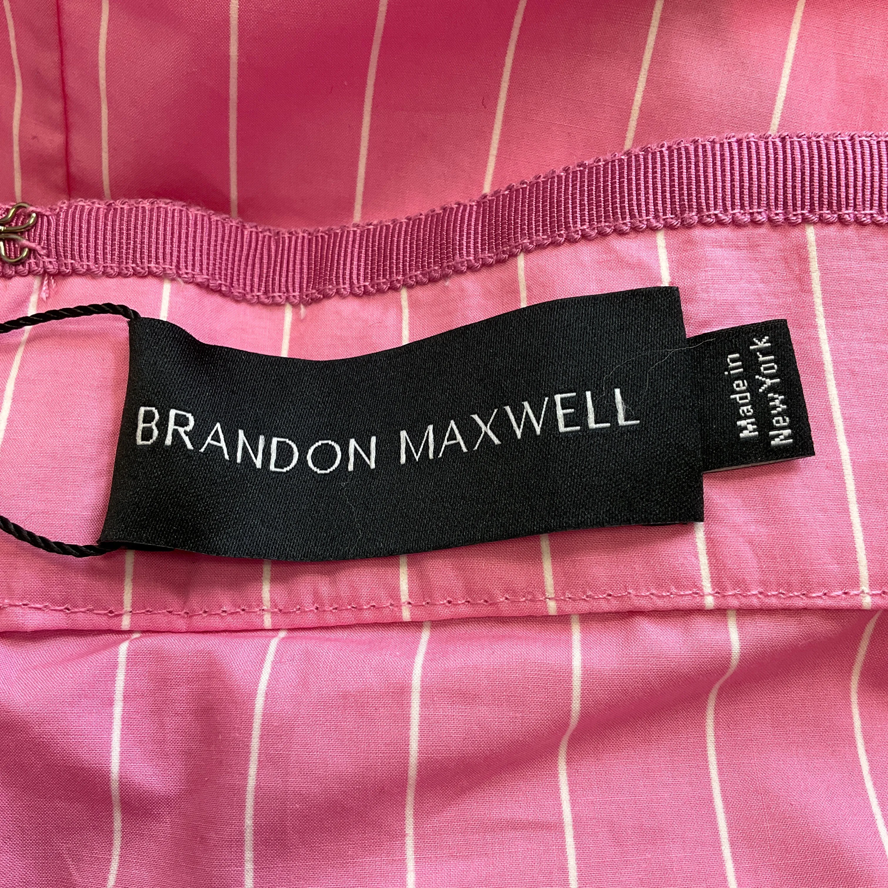 Brandon Maxwell Pink / White Striped Cotton Maxi Skirt