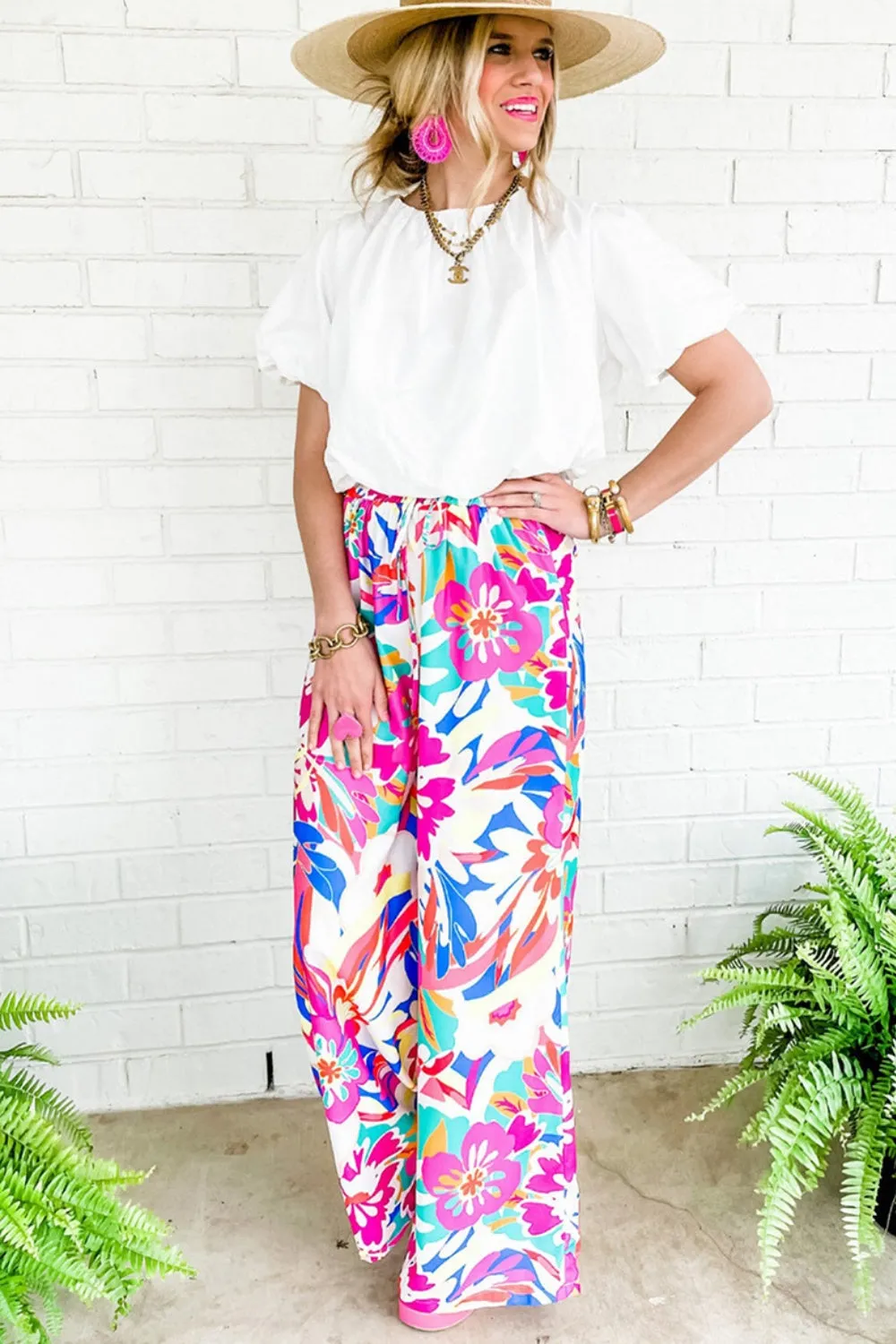 Brendell Printed Wide Leg Pants
