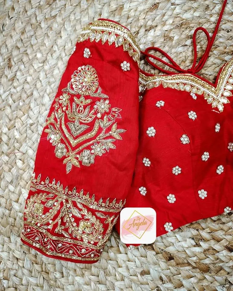 Bridal Blouse in zardosi embroidery work- Blood Red