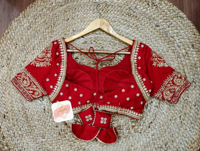 Bridal Blouse in zardosi embroidery work- Blood Red