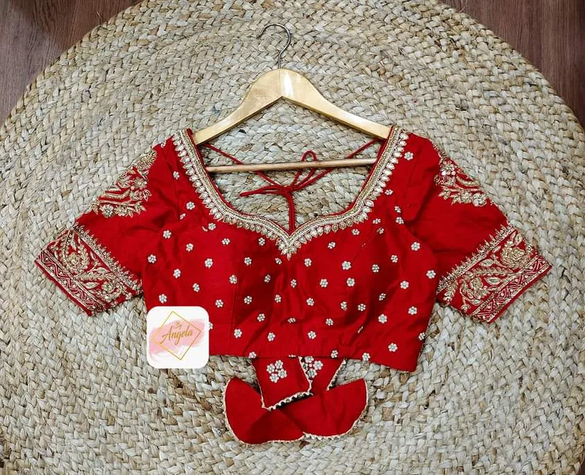 Bridal Blouse in zardosi embroidery work- Blood Red