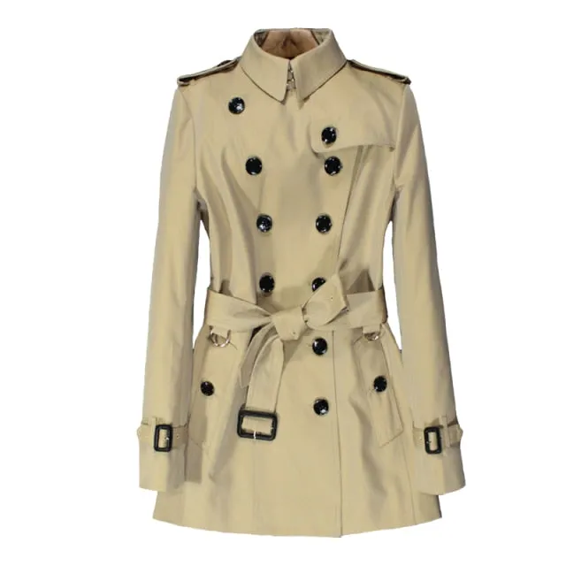 British trench coat lady short temperament slim