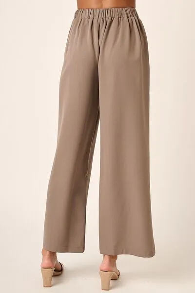 Brown Inverted Pleat Detail Wide Leg Pants