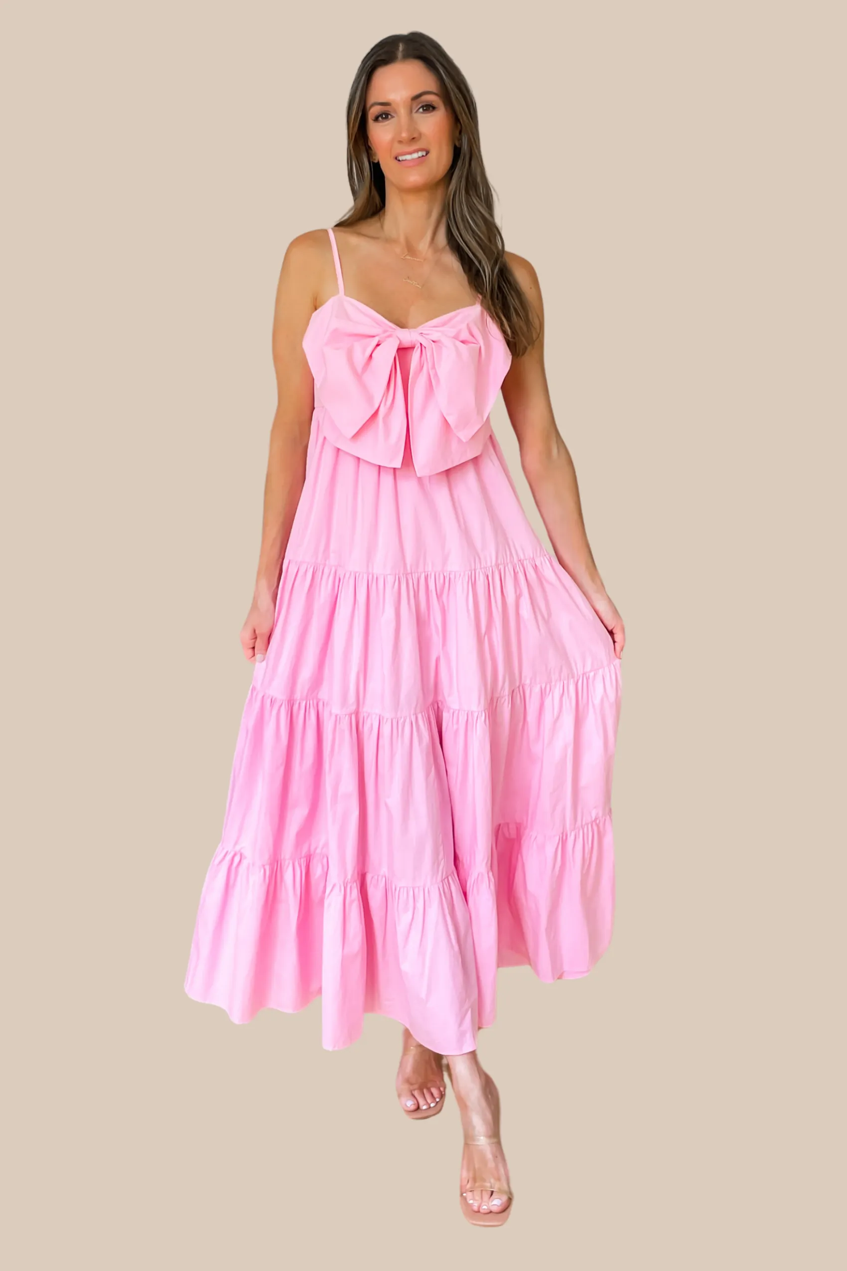 Brunch Date Pink Bow Maxi Dress - restock!