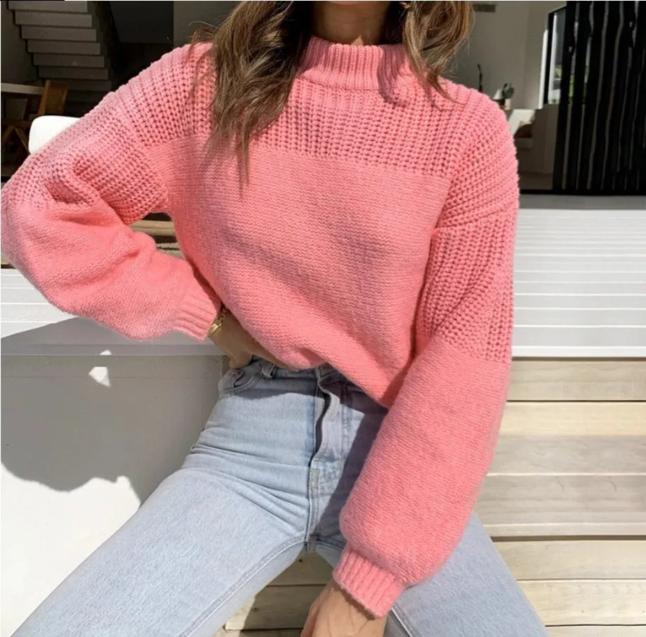 Bubbles Sleeves Splicing Casual Knitting Sweater