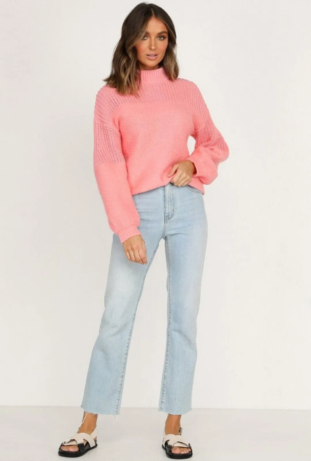 Bubbles Sleeves Splicing Casual Knitting Sweater