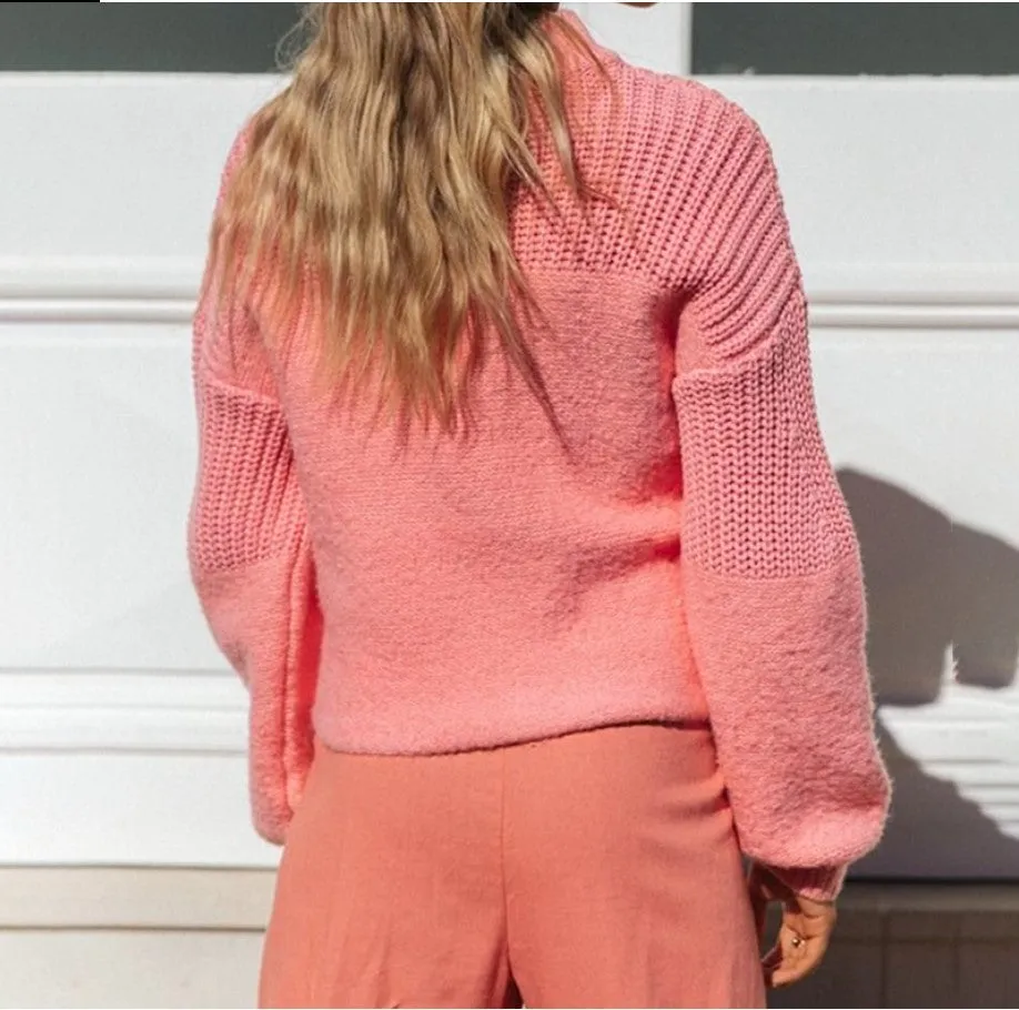 Bubbles Sleeves Splicing Casual Knitting Sweater