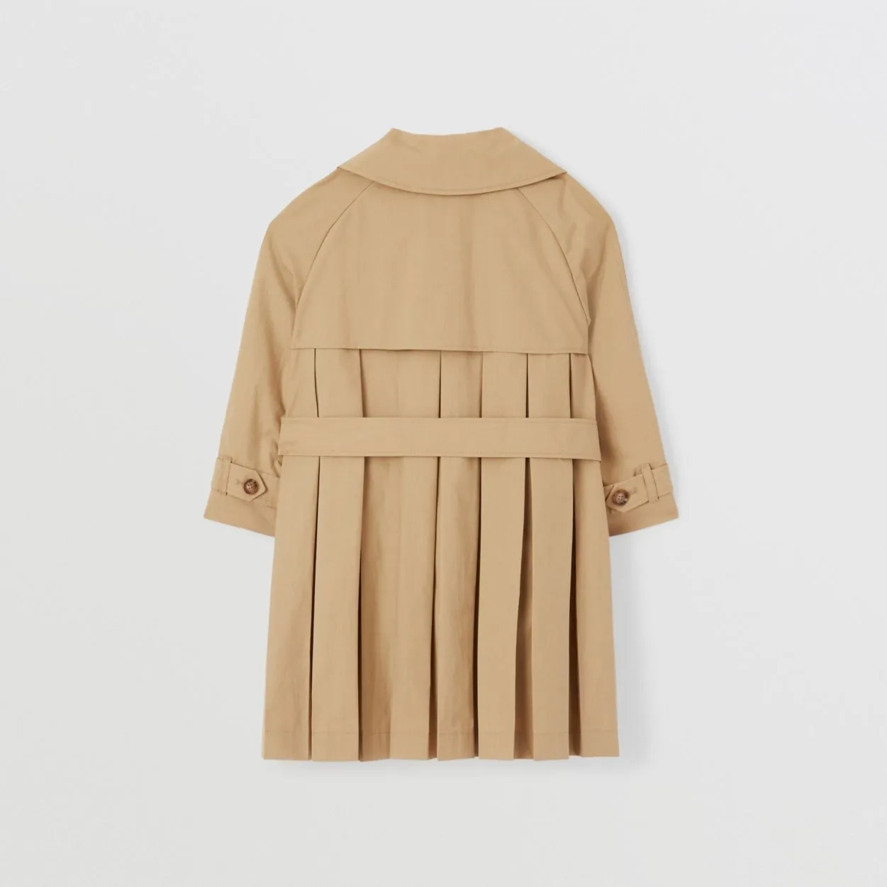 Burberry Detachable Hood Pleated Cotton Trench Coat