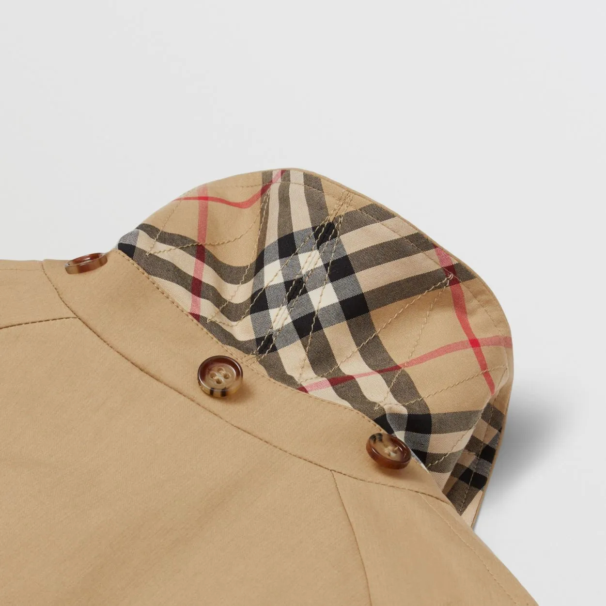 Burberry Detachable Hood Pleated Cotton Trench Coat