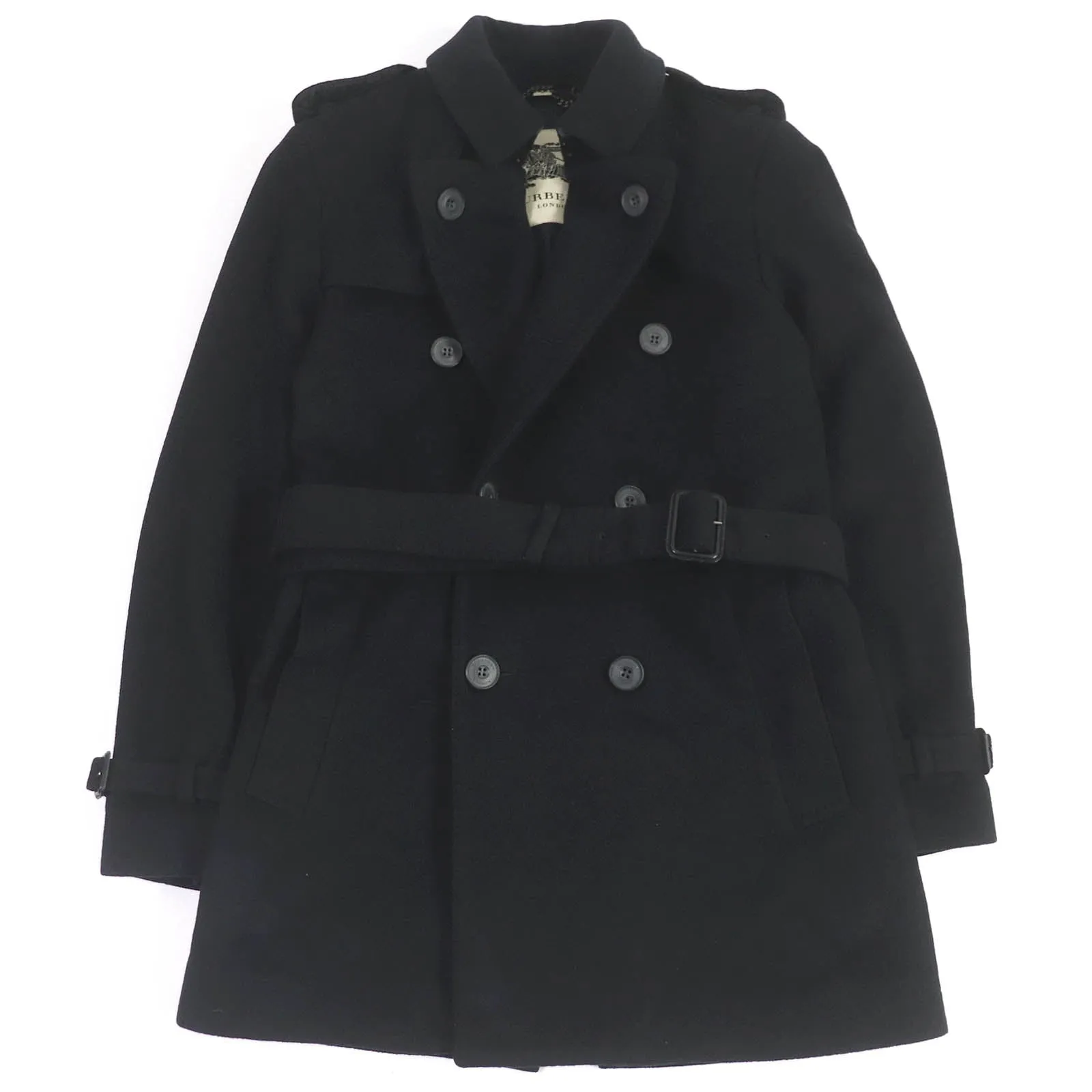 Burberry Virgin Wool Cashmere Trench Coat Black