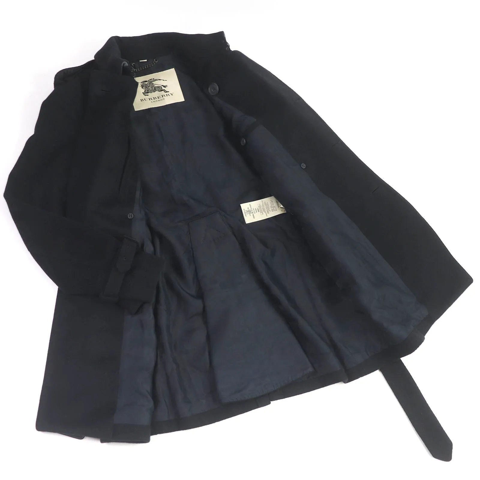 Burberry Virgin Wool Cashmere Trench Coat Black