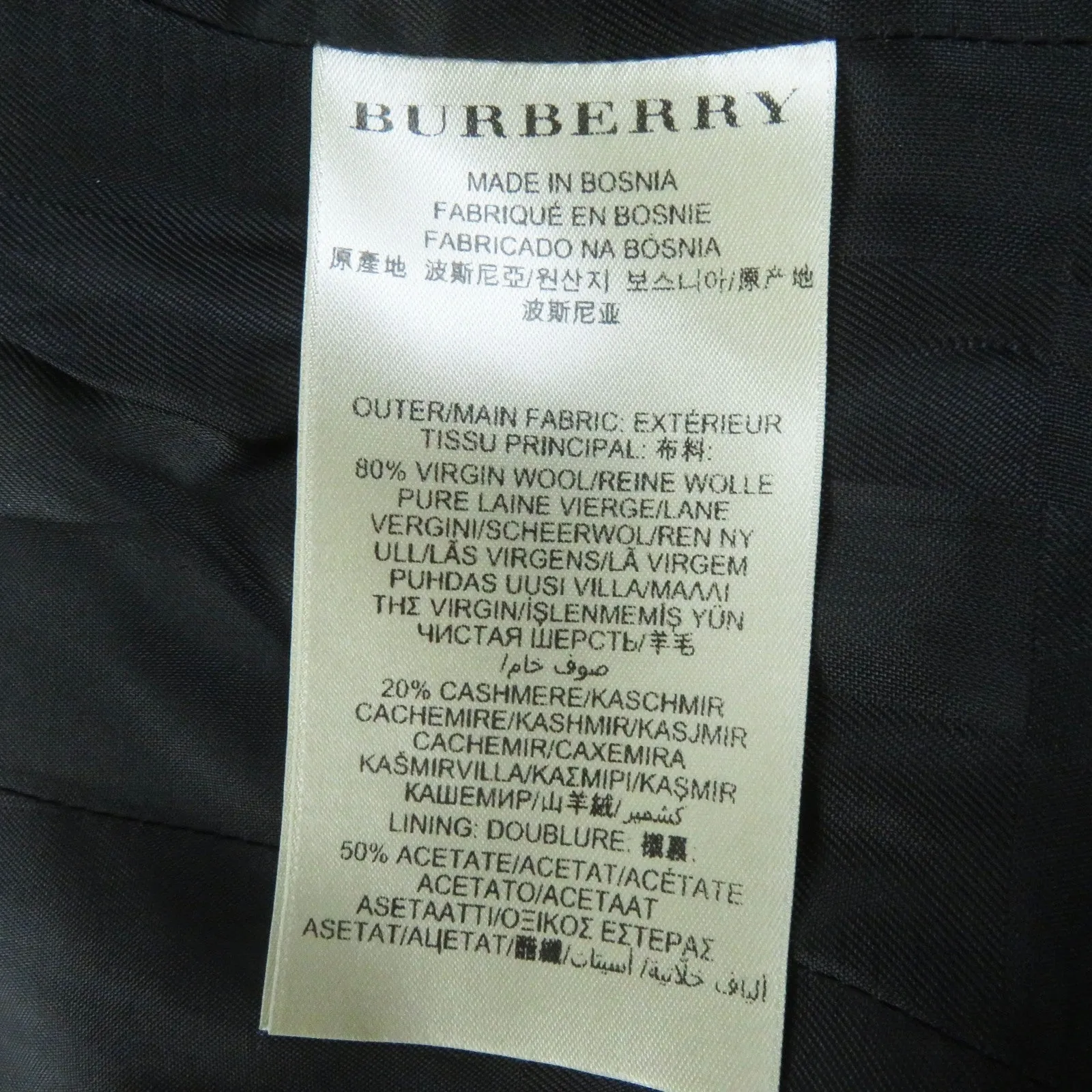 Burberry Wool Cashmere Trench Coat Black 38