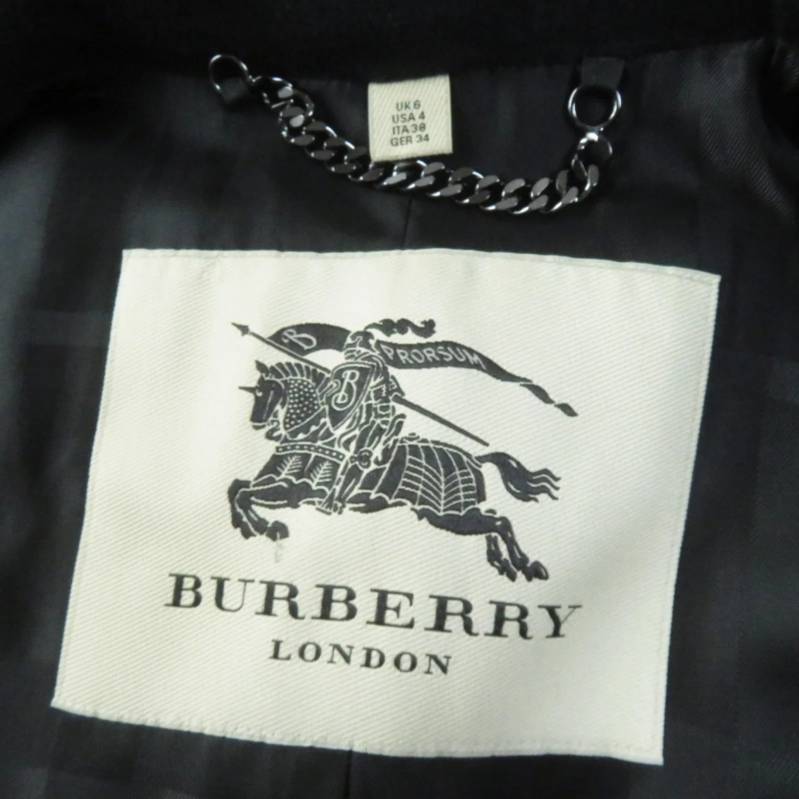 Burberry Wool Cashmere Trench Coat Black 38