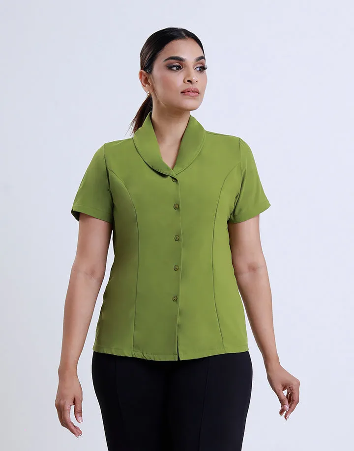 Button Down Blouse with Short Sleeve