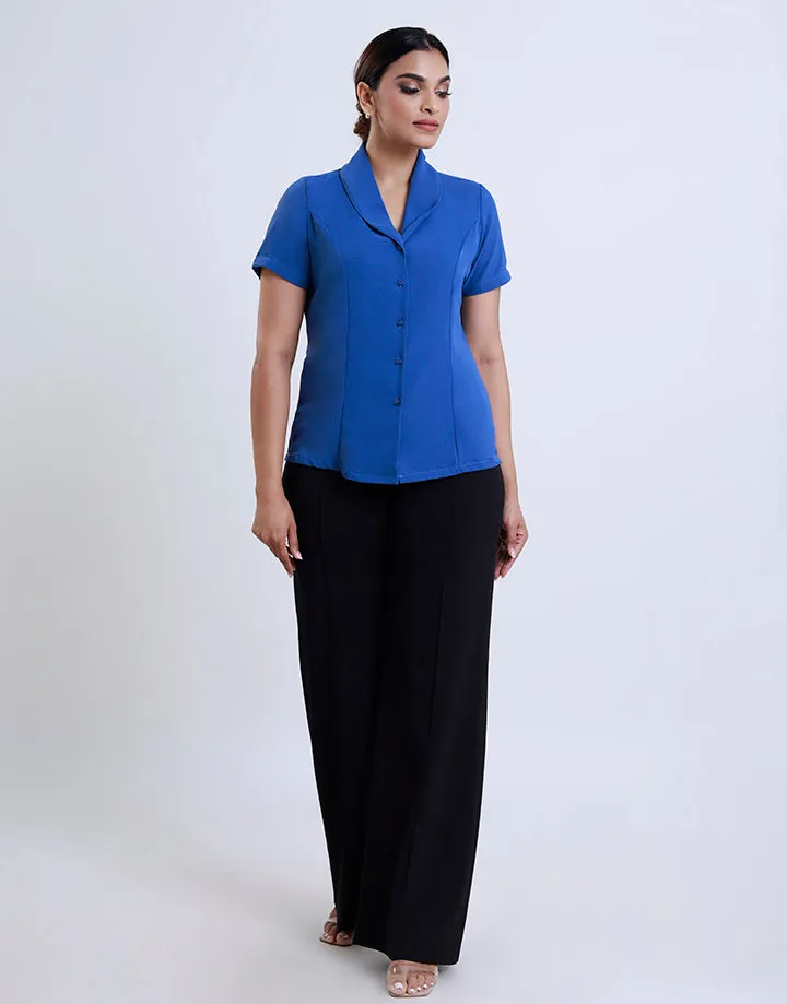 Button Down Blouse with Short Sleeve
