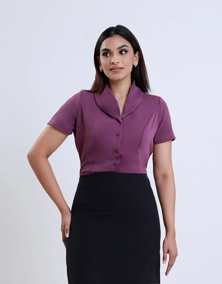 Button Down Blouse with Short Sleeve