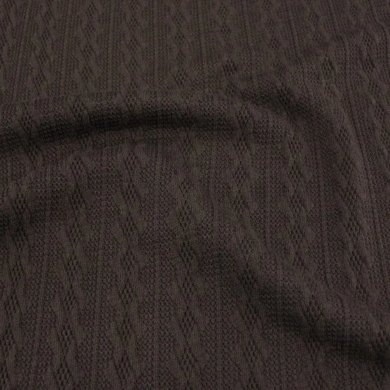Cable Knit Fabric Chocolate 150cm