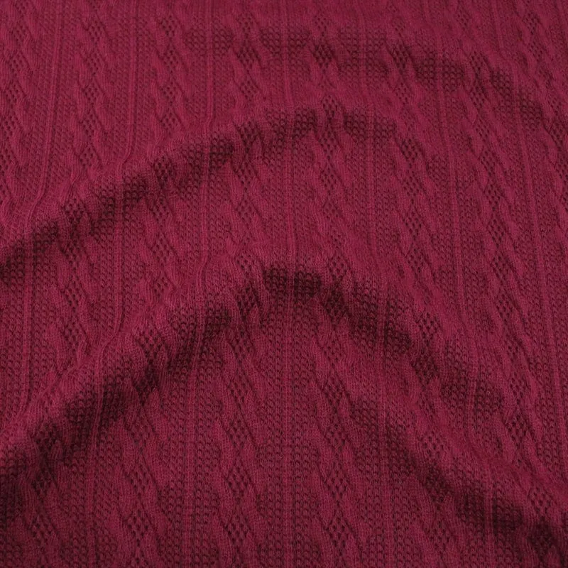 Cable Knit Fabric Dark Wine 150 cm