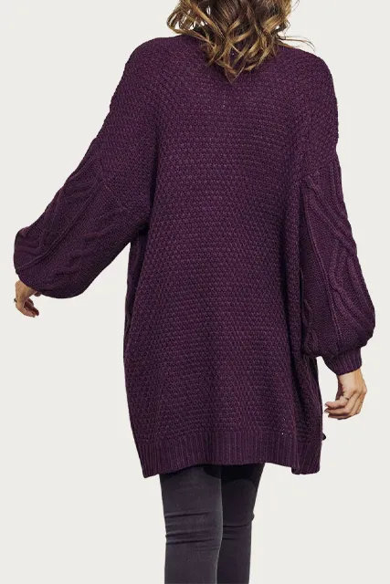 CABLE-KNIT OPEN-FRONT CARDIGAN