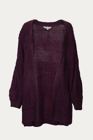 CABLE-KNIT OPEN-FRONT CARDIGAN