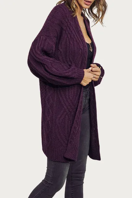 CABLE-KNIT OPEN-FRONT CARDIGAN