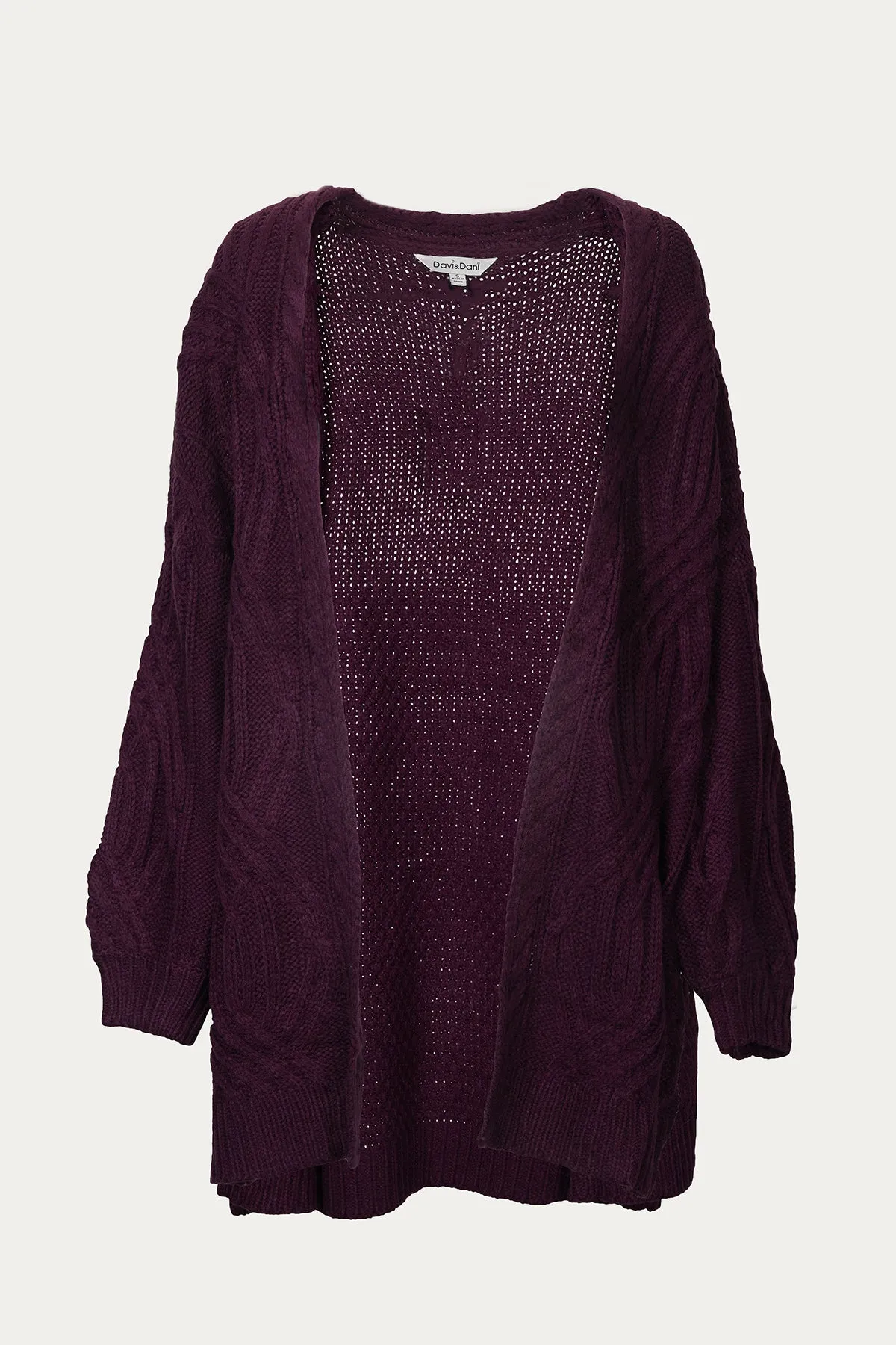 CABLE-KNIT OPEN-FRONT CARDIGAN