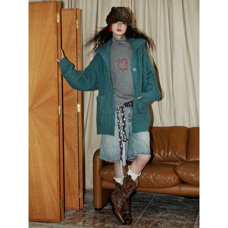 Cable-Knit Sweater Cardigan