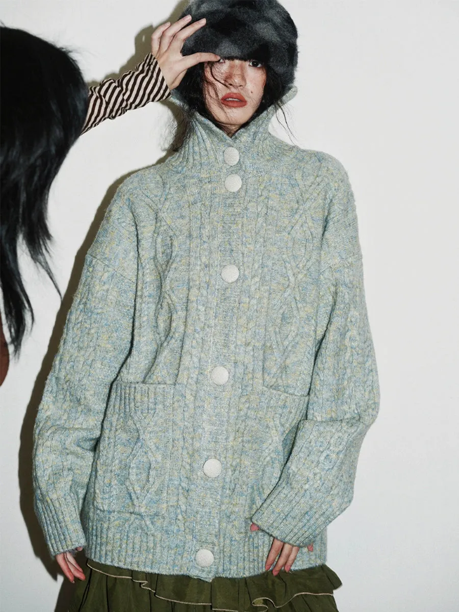Cable-Knit Sweater Cardigan