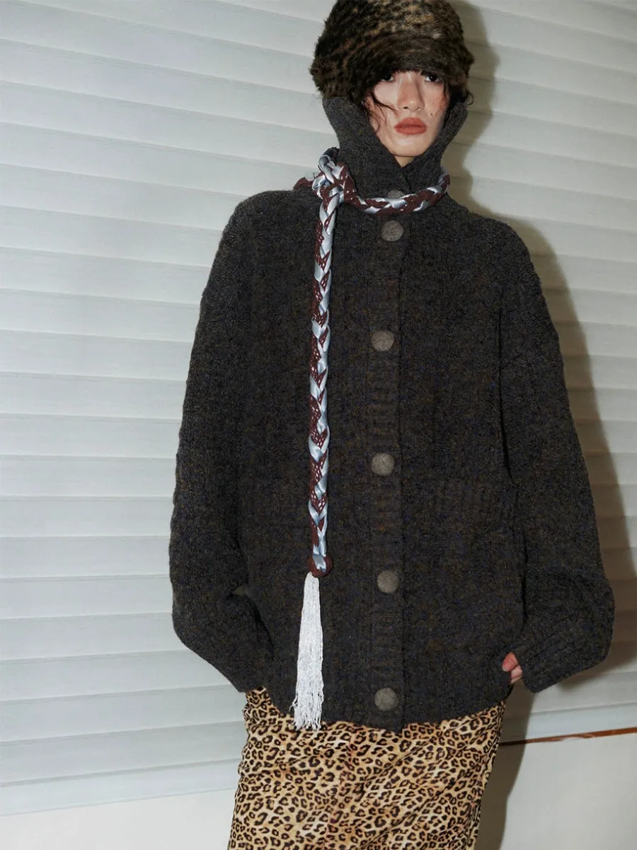 Cable-Knit Sweater Cardigan