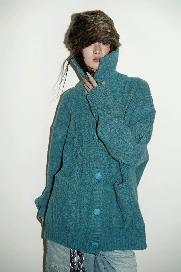 Cable-Knit Sweater Cardigan