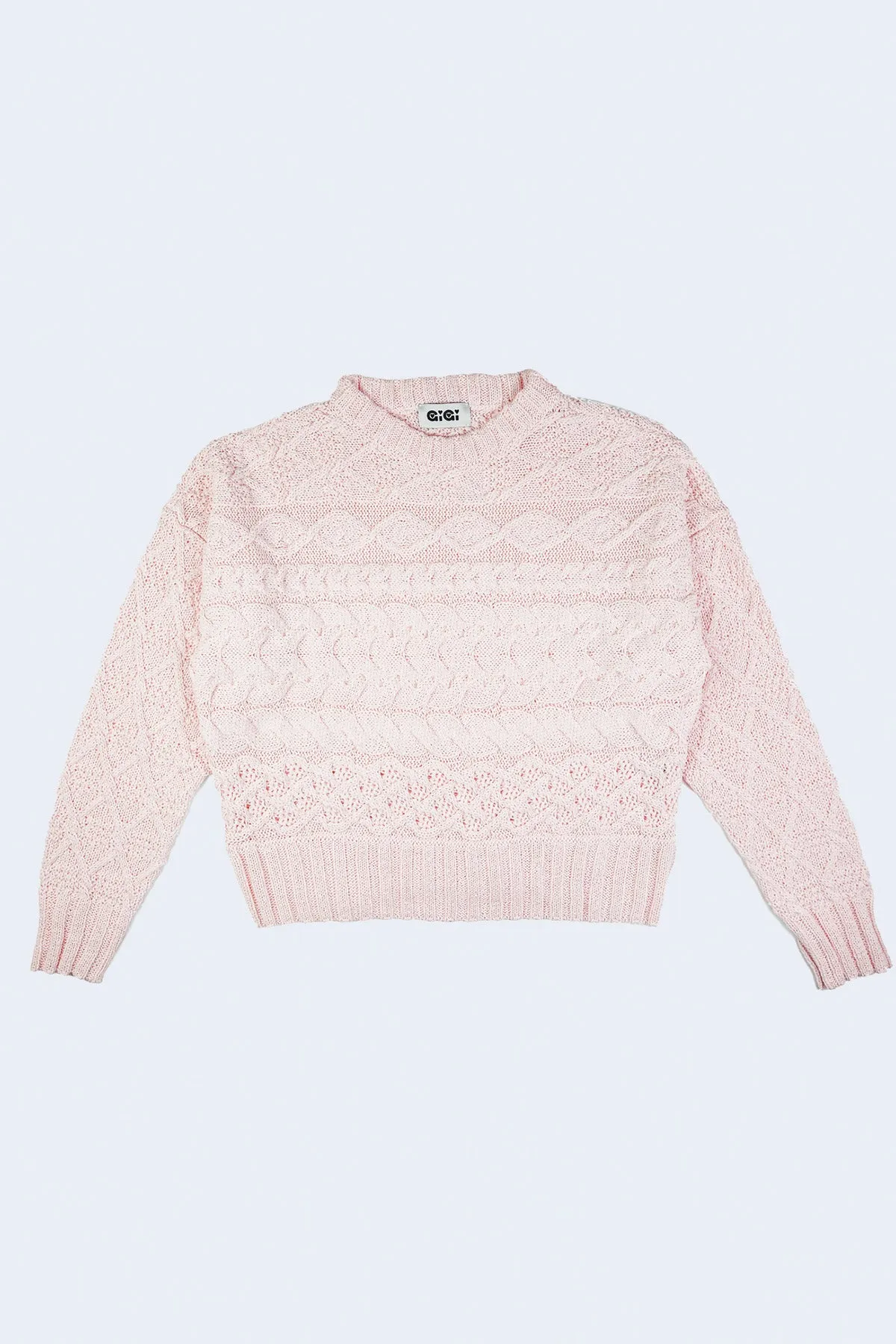 Cable Knit Sweater in Light Pink