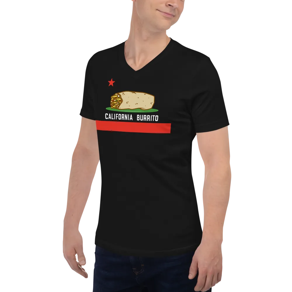 California Burrito Black Short Sleeve V-Neck T-Shirt
