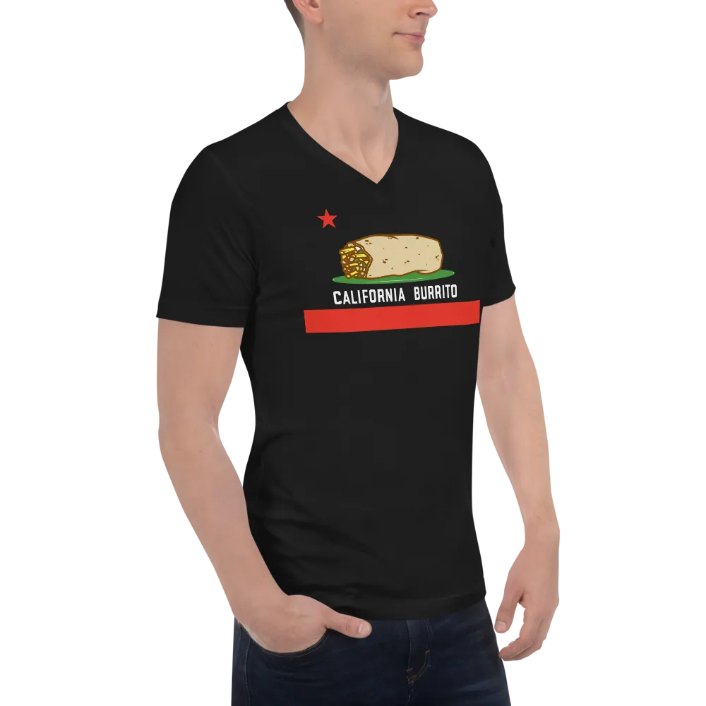 California Burrito Black Short Sleeve V-Neck T-Shirt