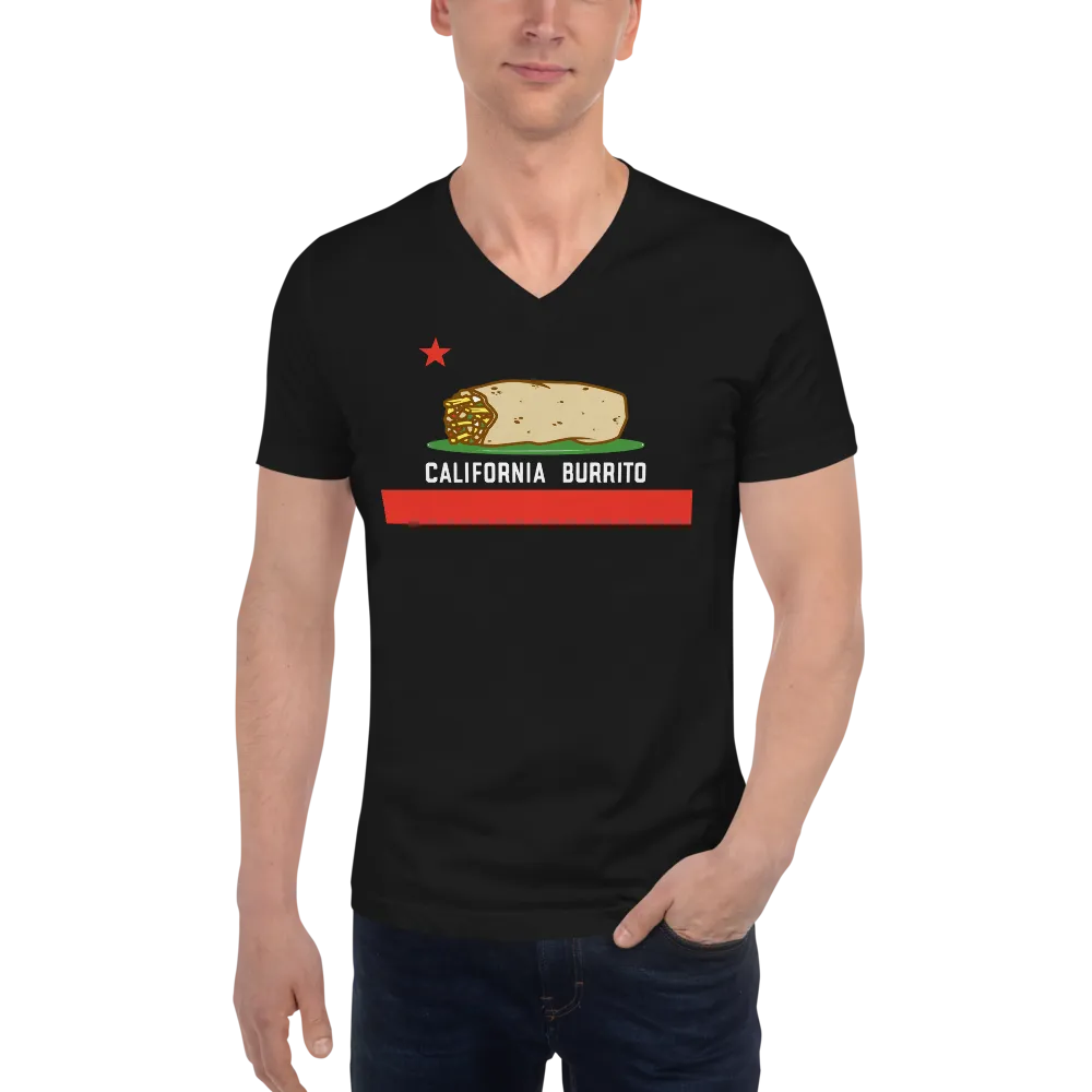 California Burrito Black Short Sleeve V-Neck T-Shirt